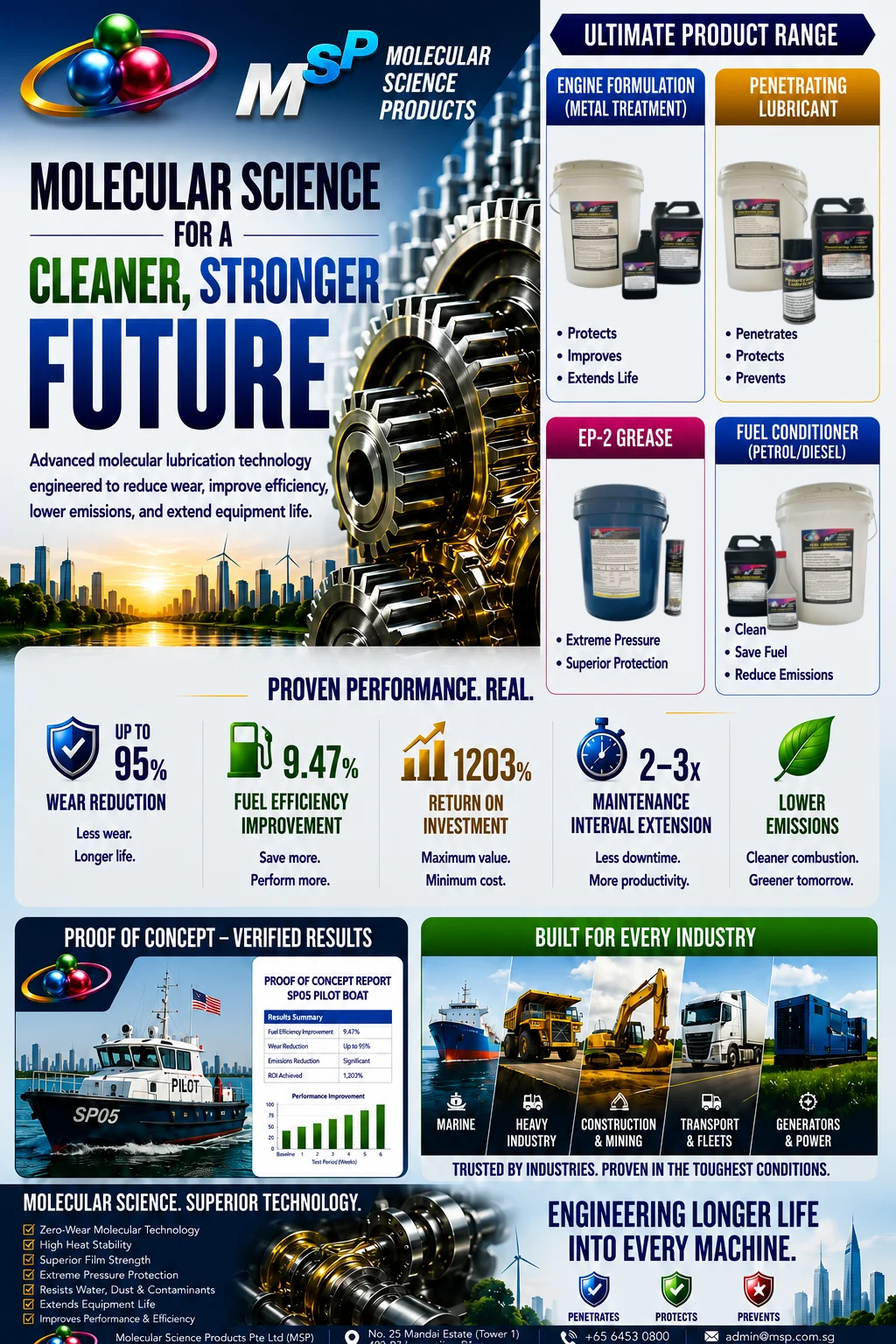 MSP Molecular Science Products - 95% wear reduction, 9.47% fuel savings, 1,203% ROI